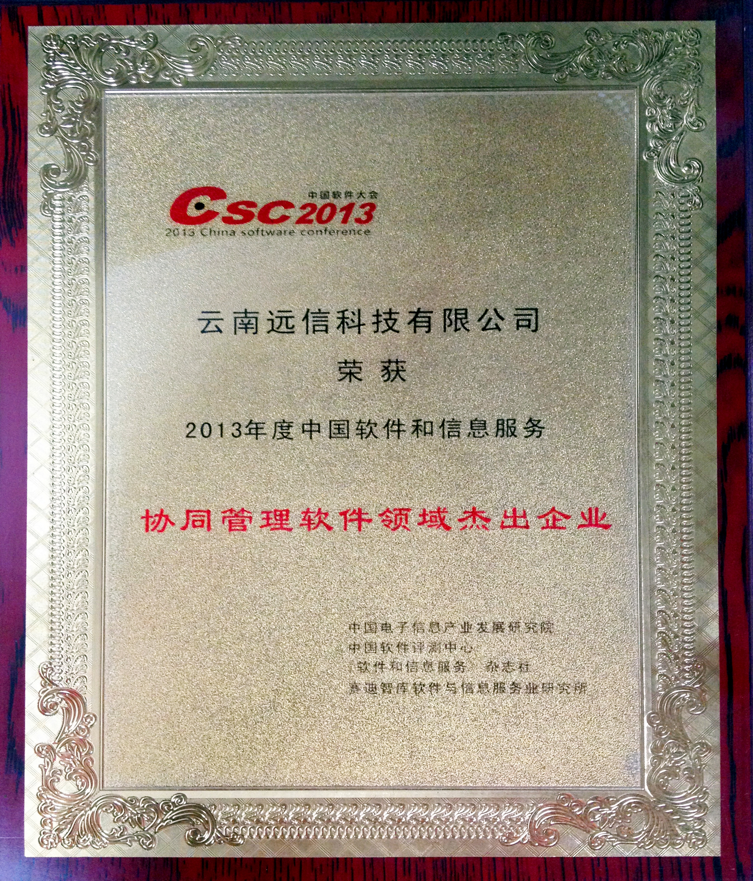 2013年度中國(guó)軟件和信息服務(wù)協(xié)同管理軟件領(lǐng)域杰出企業(yè)