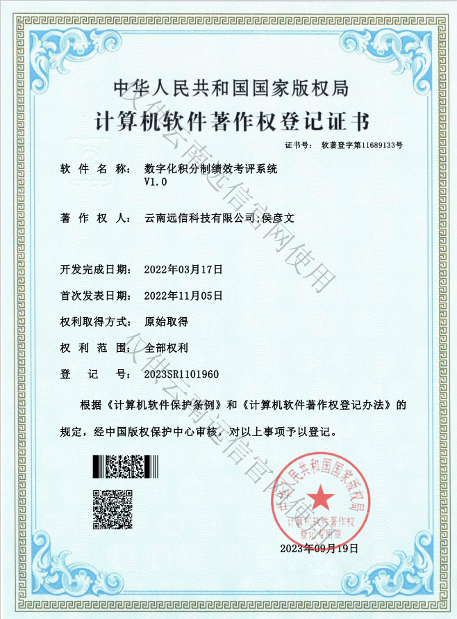 數字化積分制績效考評系統V1.0